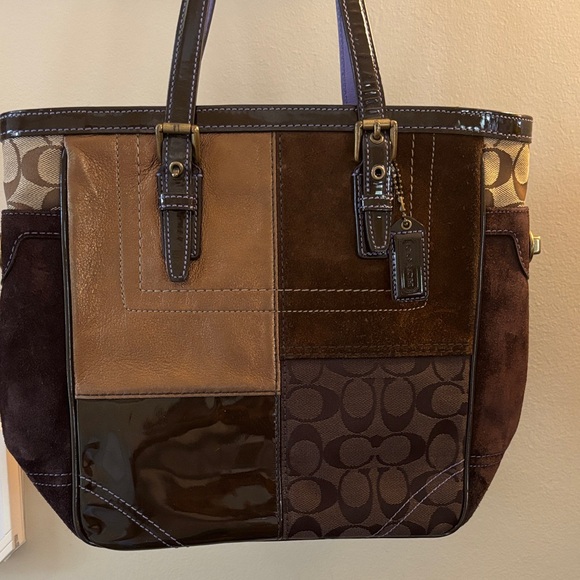 Coach Patchwork Tote in Brown and Tan - Picture 1 of 13